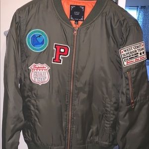 Patch work bomber jacket